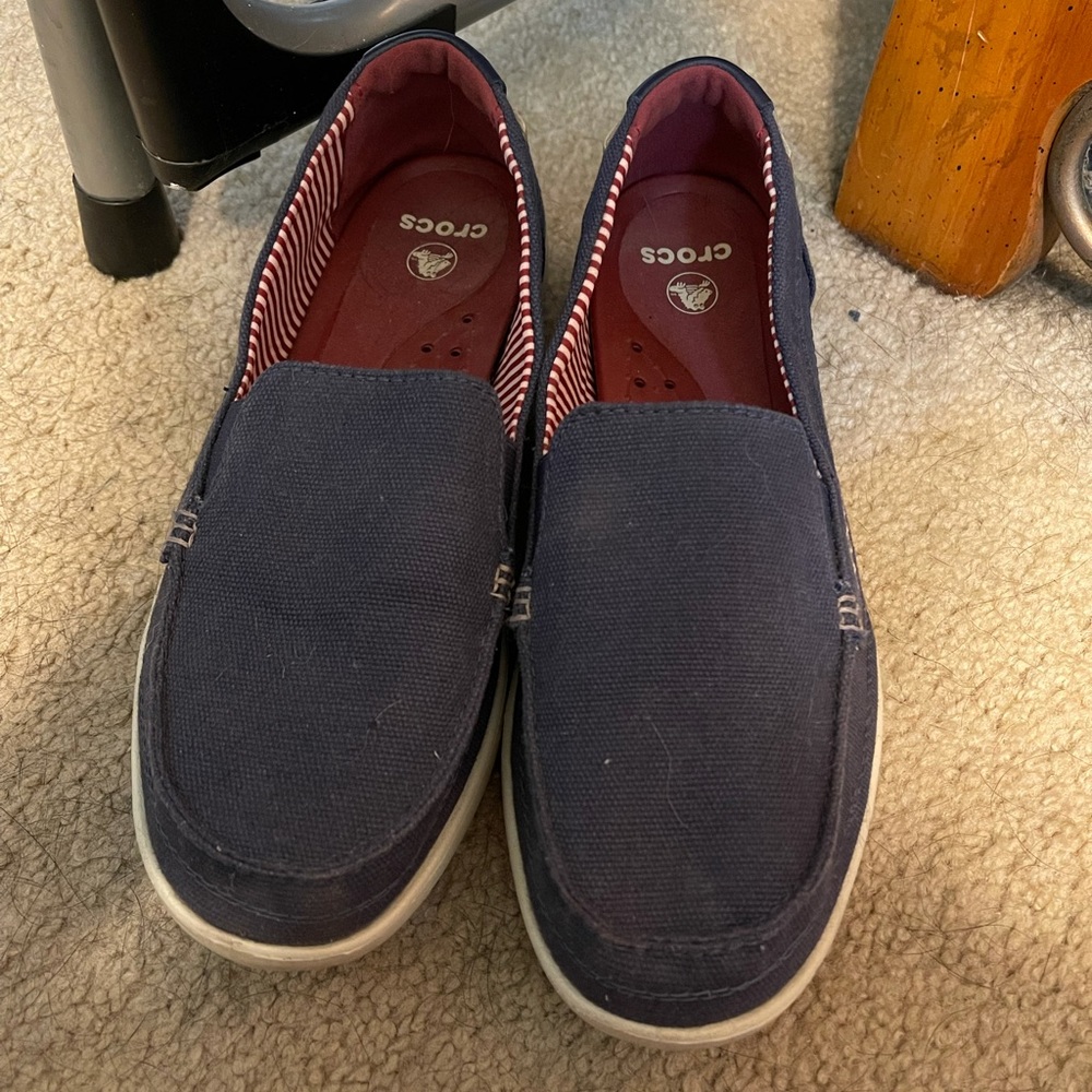 Blue crocs slip-ons